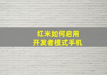 红米如何启用开发者模式手机