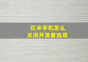 红米手机怎么关闭开发者选项