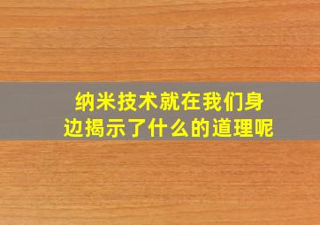 纳米技术就在我们身边揭示了什么的道理呢