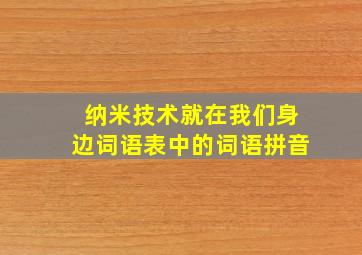 纳米技术就在我们身边词语表中的词语拼音