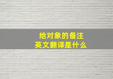 给对象的备注英文翻译是什么