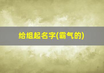 给组起名字(霸气的)