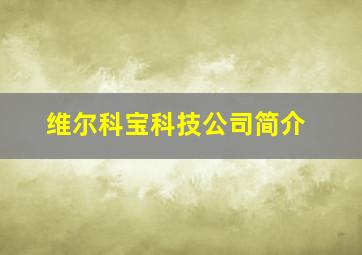 维尔科宝科技公司简介