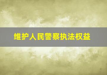 维护人民警察执法权益