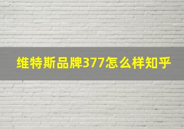 维特斯品牌377怎么样知乎