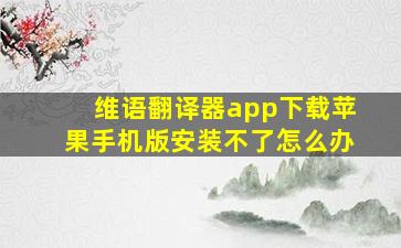 维语翻译器app下载苹果手机版安装不了怎么办