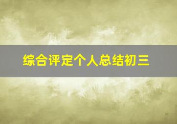 综合评定个人总结初三