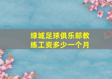 绿城足球俱乐部教练工资多少一个月