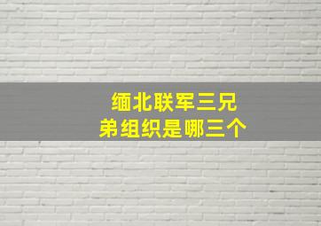 缅北联军三兄弟组织是哪三个