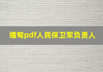 缅甸pdf人民保卫军负责人