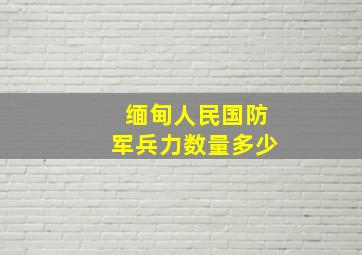 缅甸人民国防军兵力数量多少