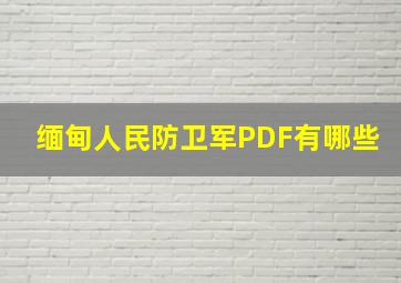 缅甸人民防卫军PDF有哪些