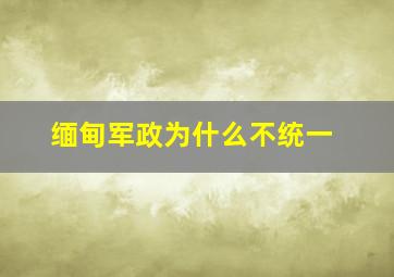 缅甸军政为什么不统一