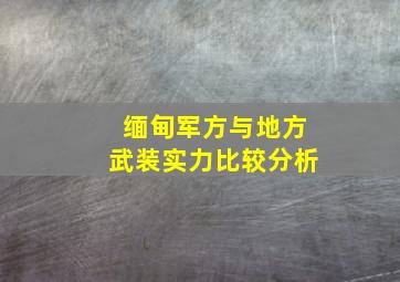 缅甸军方与地方武装实力比较分析