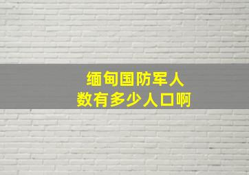 缅甸国防军人数有多少人口啊