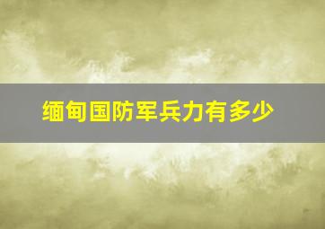 缅甸国防军兵力有多少