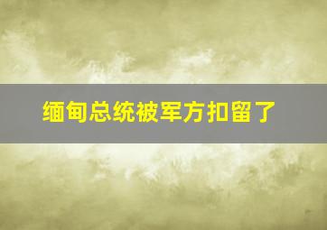 缅甸总统被军方扣留了