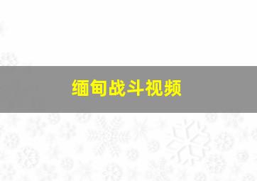 缅甸战斗视频