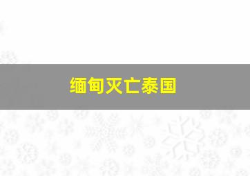 缅甸灭亡泰国