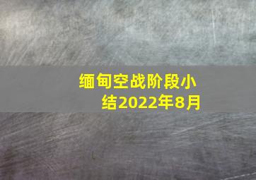 缅甸空战阶段小结2022年8月