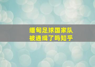 缅甸足球国家队被通缉了吗知乎