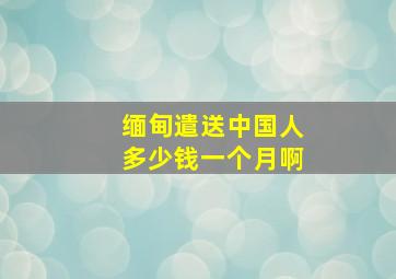 缅甸遣送中国人多少钱一个月啊