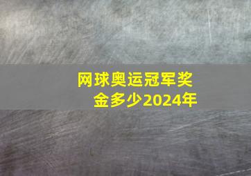 网球奥运冠军奖金多少2024年