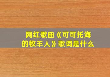 网红歌曲《可可托海的牧羊人》歌词是什么