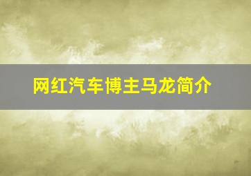 网红汽车博主马龙简介