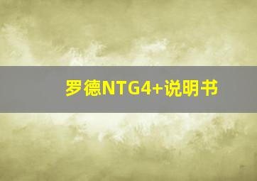 罗德NTG4+说明书