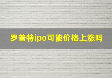 罗普特ipo可能价格上涨吗