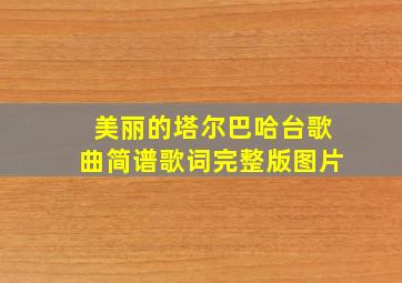 美丽的塔尔巴哈台歌曲简谱歌词完整版图片