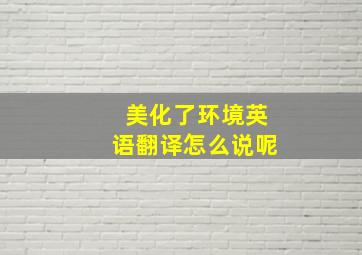 美化了环境英语翻译怎么说呢