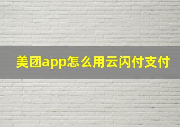 美团app怎么用云闪付支付