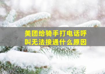 美团给骑手打电话呼叫无法接通什么原因