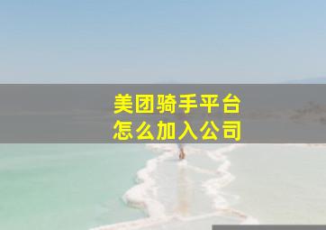 美团骑手平台怎么加入公司