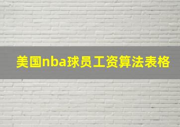 美国nba球员工资算法表格