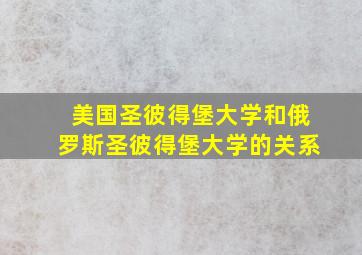 美国圣彼得堡大学和俄罗斯圣彼得堡大学的关系