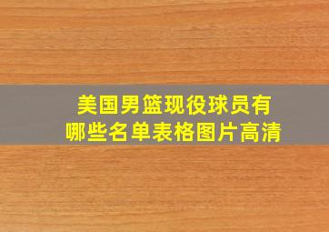 美国男篮现役球员有哪些名单表格图片高清