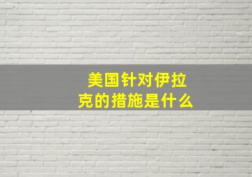 美国针对伊拉克的措施是什么