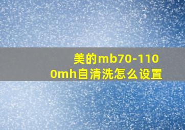 美的mb70-1100mh自清洗怎么设置