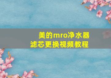 美的mro净水器滤芯更换视频教程