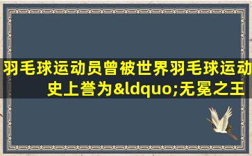 羽毛球运动员曾被世界羽毛球运动史上誉为“无冕之王”