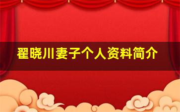 翟晓川妻子个人资料简介