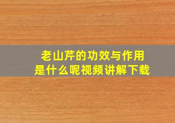 老山芹的功效与作用是什么呢视频讲解下载