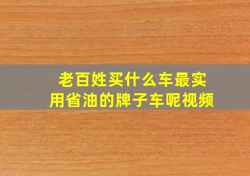 老百姓买什么车最实用省油的牌子车呢视频