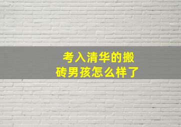 考入清华的搬砖男孩怎么样了