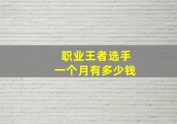 职业王者选手一个月有多少钱