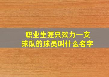 职业生涯只效力一支球队的球员叫什么名字