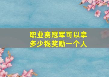 职业赛冠军可以拿多少钱奖励一个人